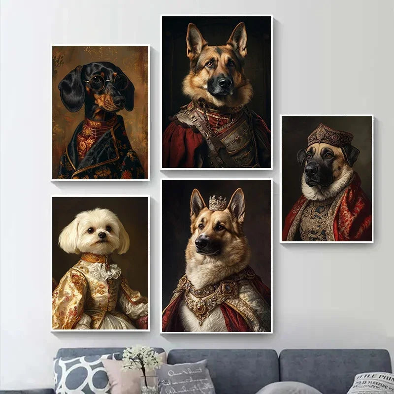Funny Renaissance Labrador Dog Canvas Wall Art | Royal Pet Portrait