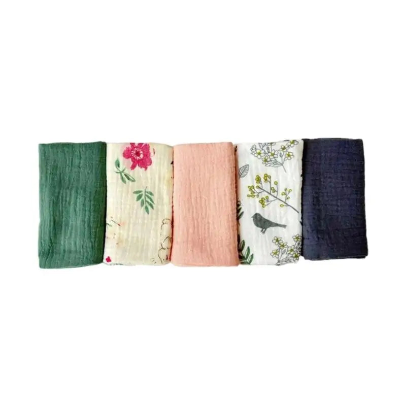 5-Pack Baby Burp Cloths | 4-Layer Soft Cotton Face Towels