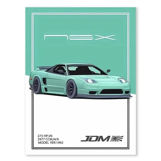 JDM GTR Sports Car Canvas Wall Art Poster | Boys Room Decor