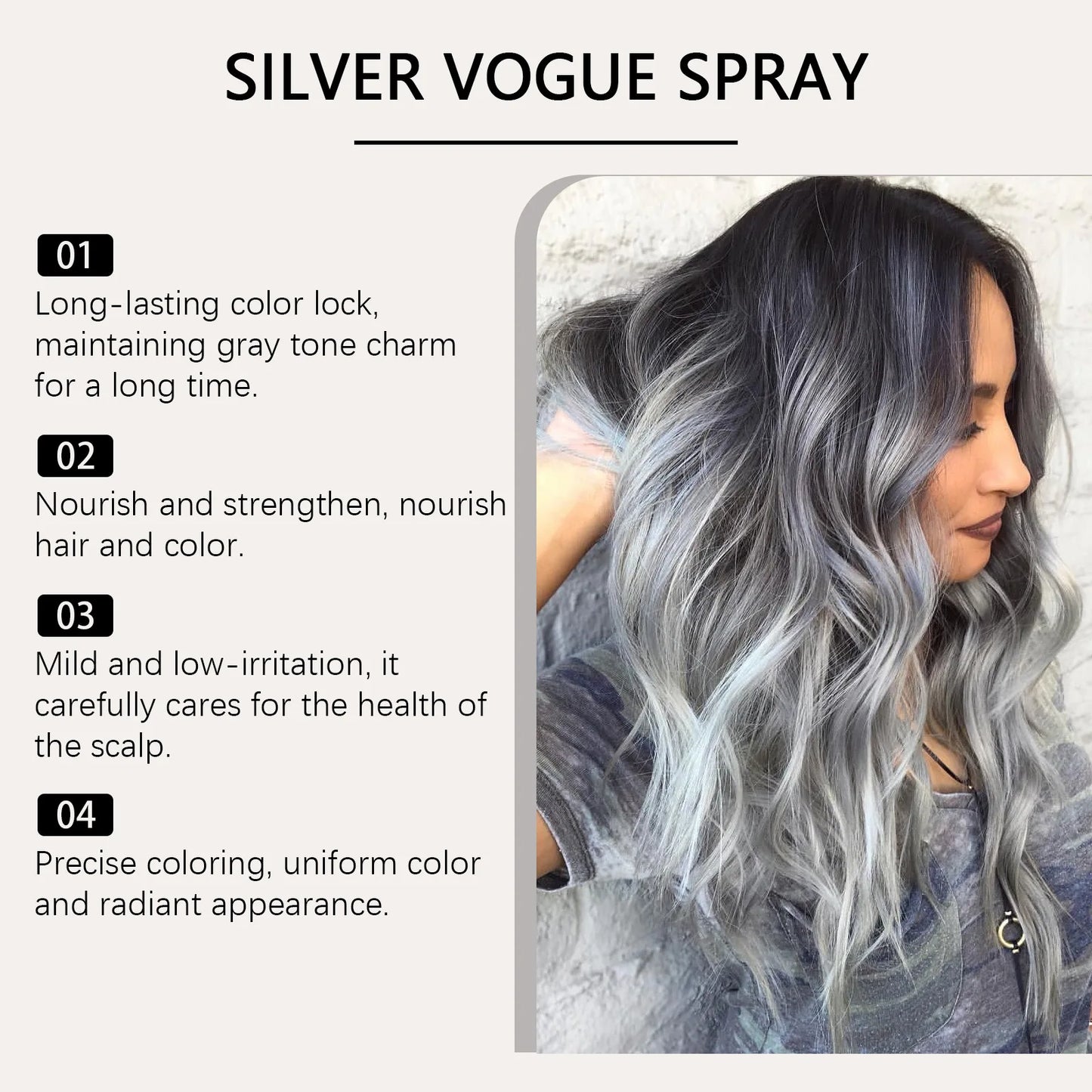 HOEGOA Silver Gray Hair Color Spray | Permanent Grandma Grey Dye