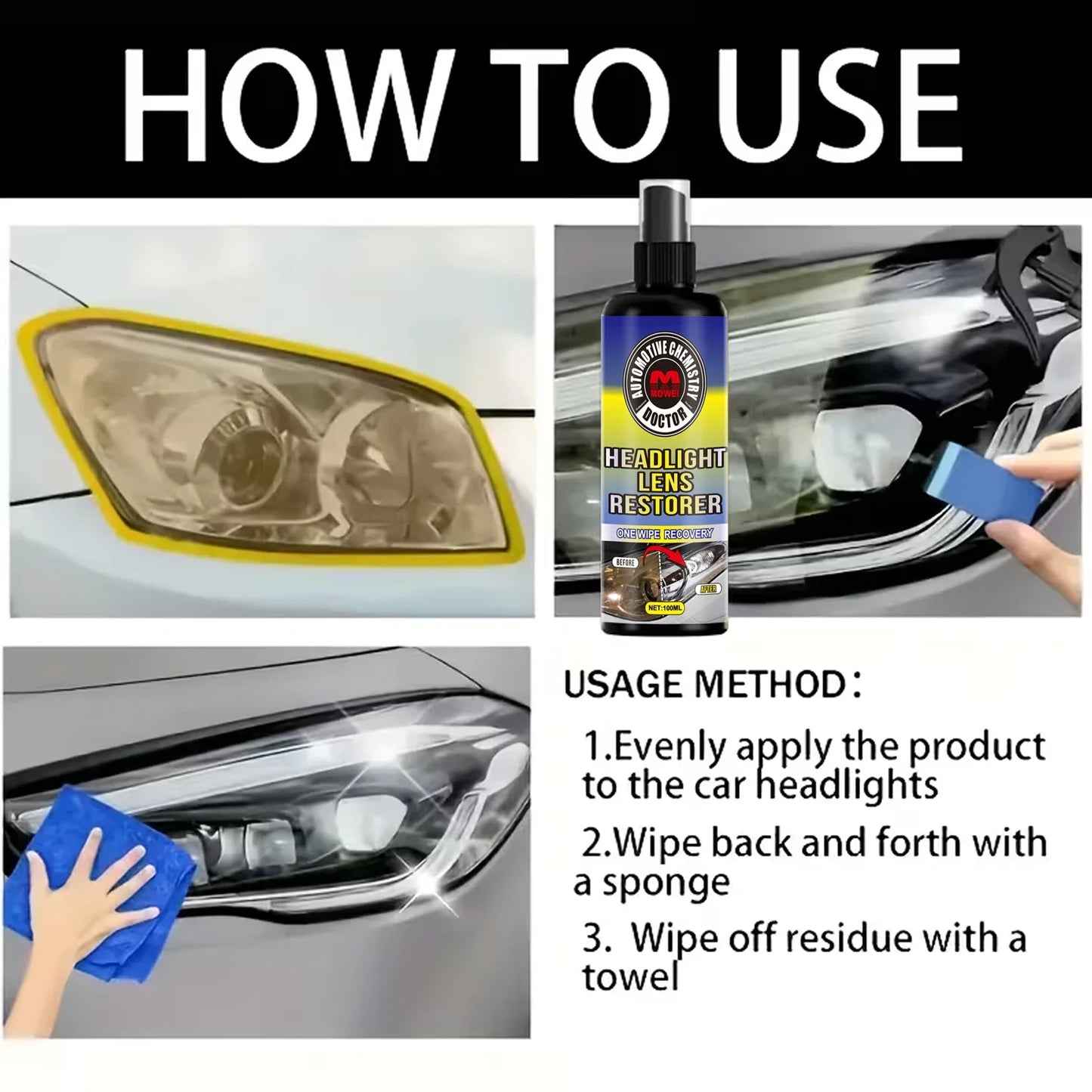 100ml Headlight Restoration Kit – Polish & Protect Car Lenses