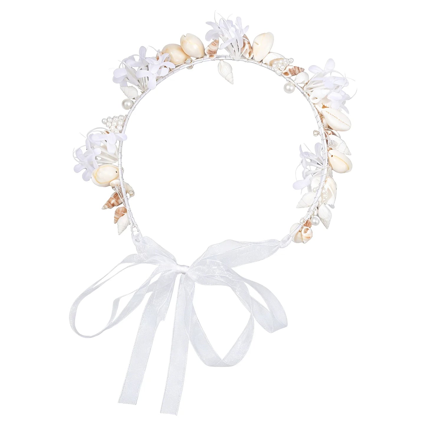 Shell-Flower Hairband for Women Hand-made Bridal Headpiece with Natural Seashell Peaceful Pleasures Health and Wellness Hair belt