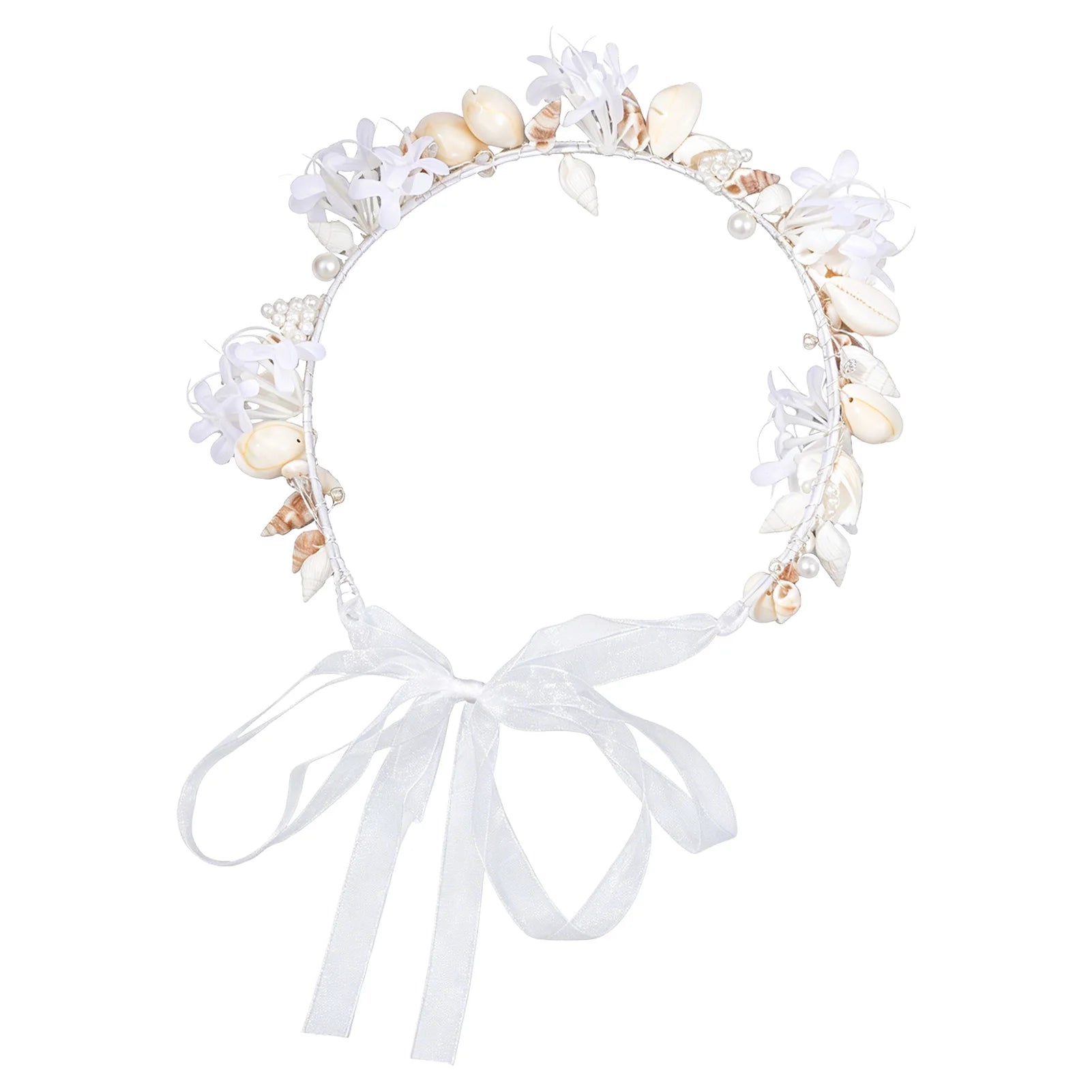 Shell-Flower Hairband for Women Hand-made Bridal Headpiece with Natural Seashell Peaceful Pleasures Health and Wellness Hair belt