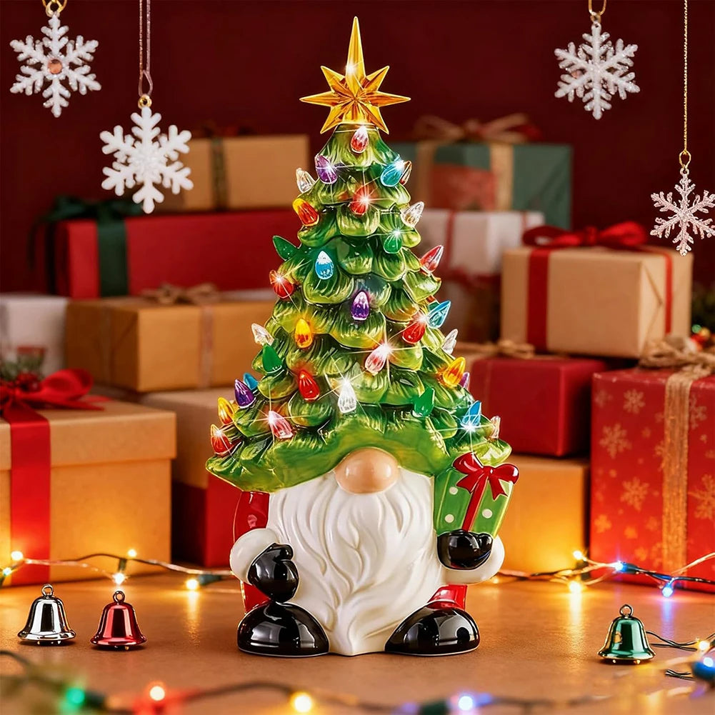 LED Lighted Christmas Gnome Resin Tabletop Decoration