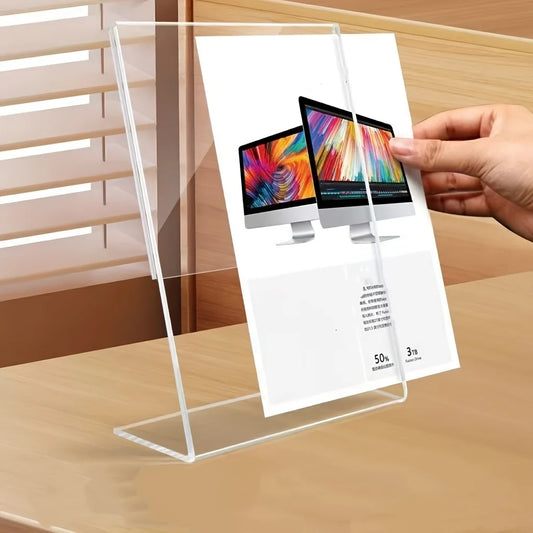 4-Pack Acrylic Sign Holder | Vertical Display Stand for Desk Acrylic Sign Holder Peaceful Pleasures Health and Wellness