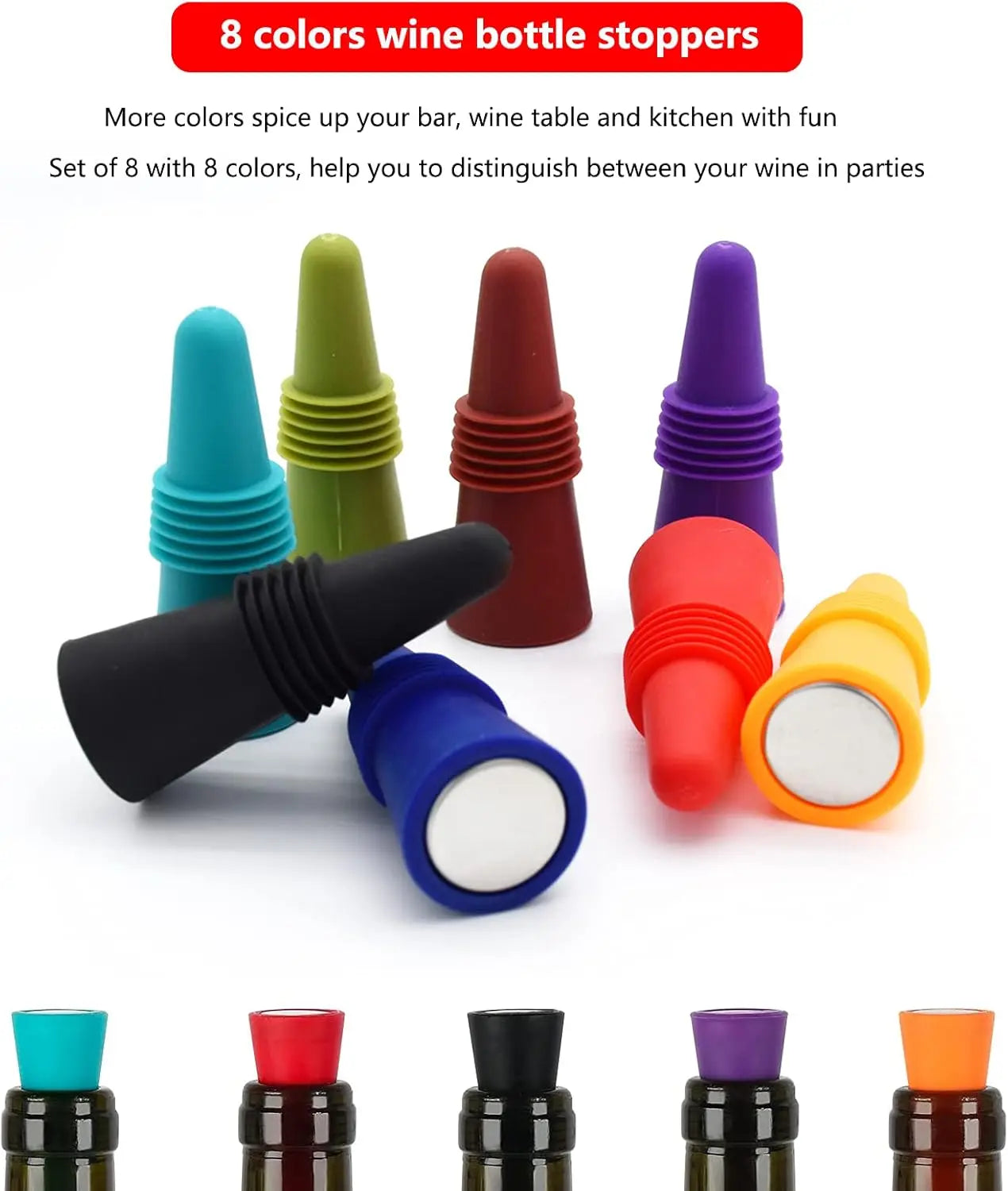 1PC Wine Stoppers Beverage Bottle Sealer Soft Silicone Wine Bottle Stoppers Corks with Grip Top for Keeping Wine Champagne Fresh Peaceful Pleasures Health and Wellness