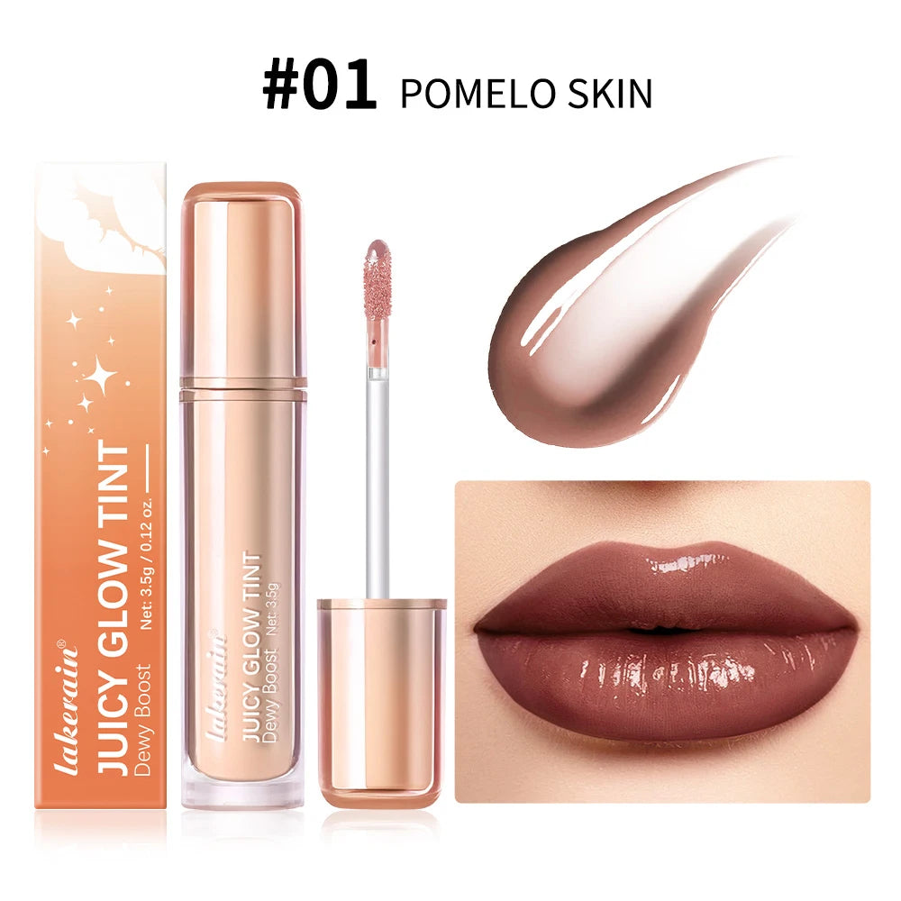 Waterproof Lip Gloss Long Lasting Moisturizing Halo Dyeing Mirror Glass Shine Color Cosmetics Care Oil Plumper Peaceful Pleasures Health and Wellness 1Pomelo Skin