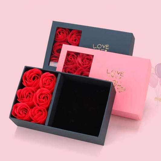Window Opening Jewelry Box Romantic 6 Rose Pendants Ring Bracelet Valentine's Day Eternal Flower Jewelry Gift Packaging Box Bag Peaceful Pleasures Health and Wellness