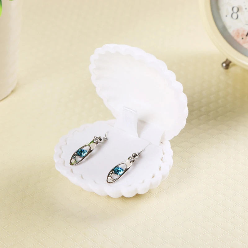 1PC Shell Shape Velvet Jewelry Box Wedding Engagement Ring Box for Earrings Necklace Bracelet Display Pendant Gift Box storage Peaceful Pleasures Health and Wellness