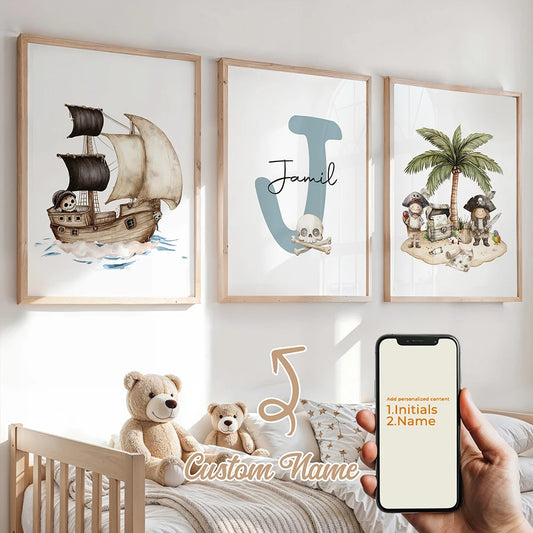Personalized Animal Rainbow Name Canvas Wall Art – 3 Piece Set Personalized Canvas Art Peaceful Pleasures Health and Wellness GA-N029-3pcs 60x80cm Unframed