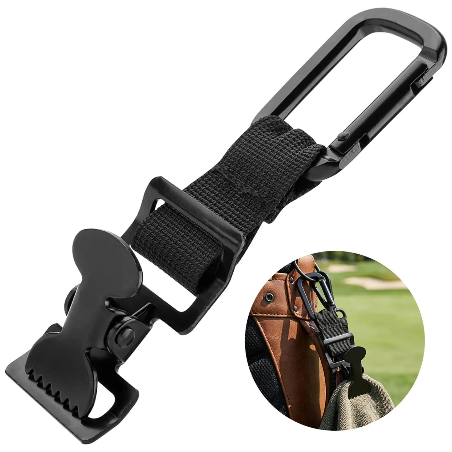 Multi-Function Toothed Clamp For Firefighting And Golf Towel Clipping Durable Rust-Proof Metal Peaceful Pleasures Health and Wellness Black single buckle