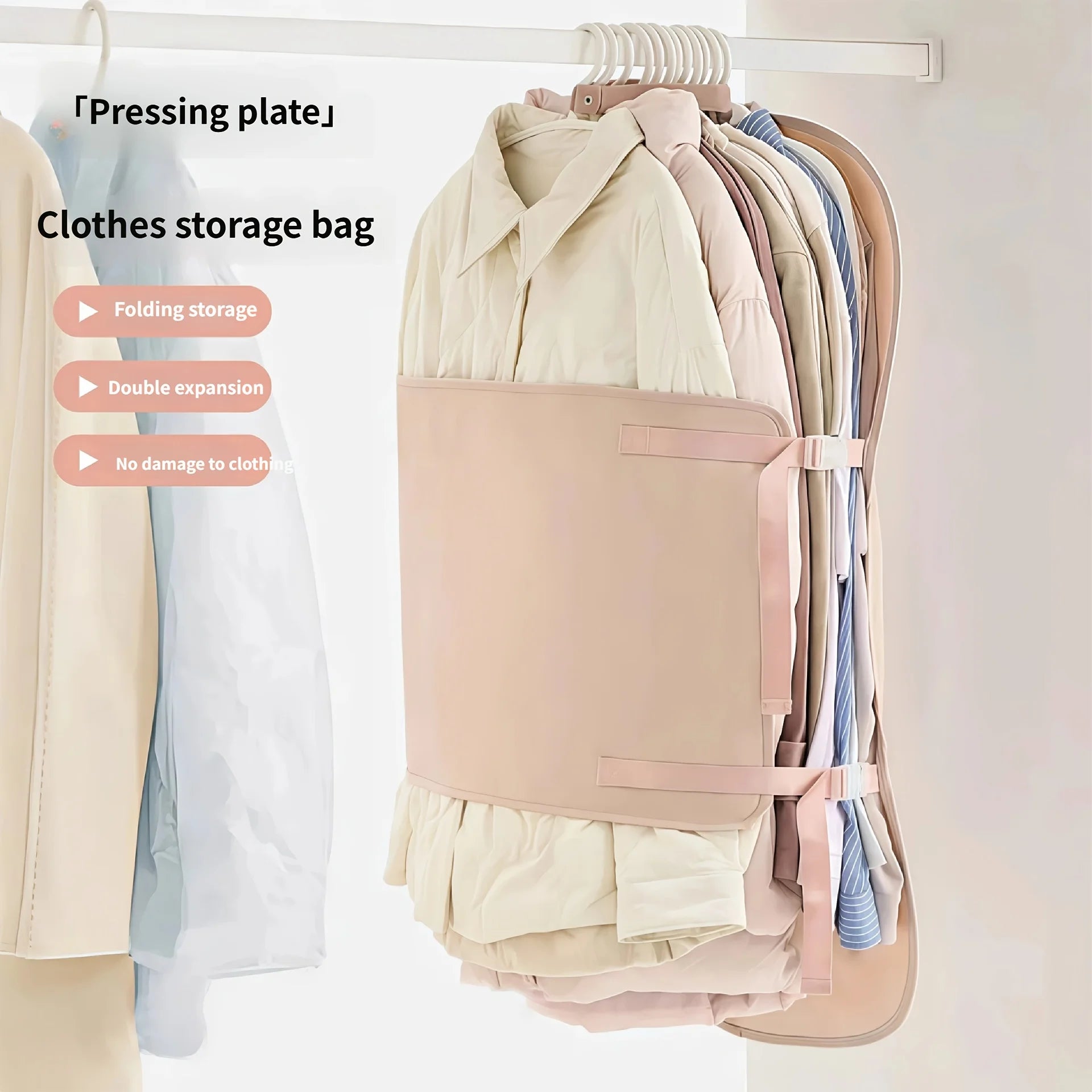 Closet Compression Hanging Bag Down Jackets Coats Space Saving 50% Bedroom Accessories Clothing Organizer Peaceful Pleasures Health and Wellness