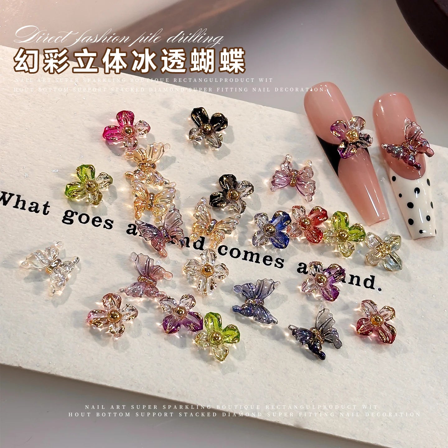 3D Resin Rose & Butterfly Nail Charms | Flat Back DIY Nail Art