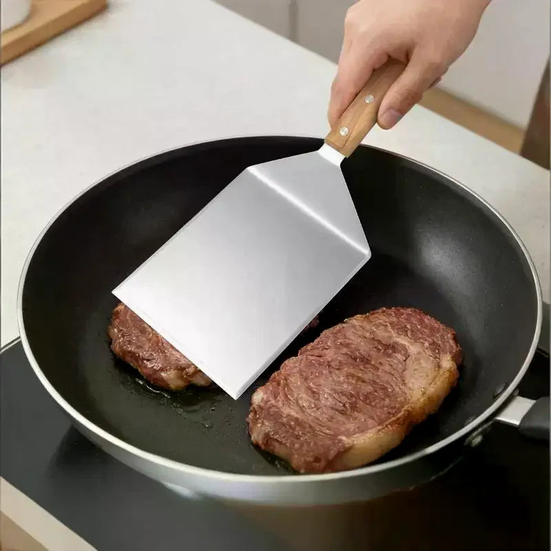 Stainless Steel Spatula Wood Handle – Non-Stick Kitchen Tool Kitchen Spatula Peaceful Pleasures Health and Wellness