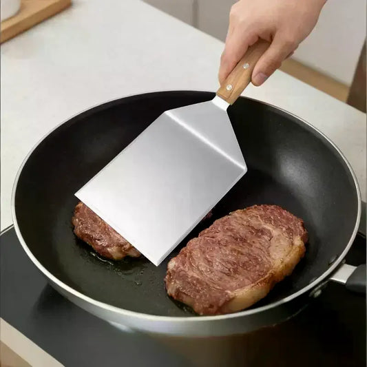 Stainless Steel Spatula Wood Handle – Non-Stick Kitchen Tool Kitchen Spatula Peaceful Pleasures Health and Wellness