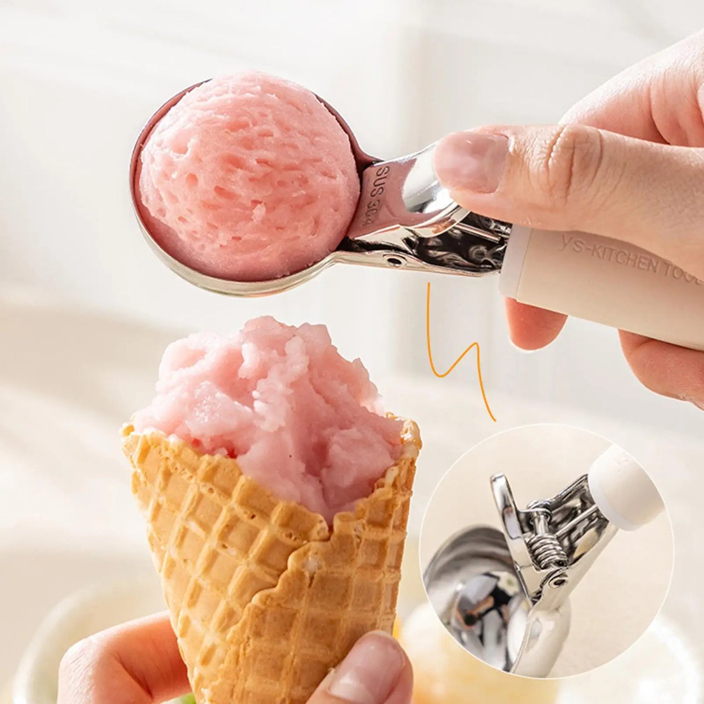 Ergonomic Trigger Ice Cream Scoop | Stainless Steel Anti-Slip