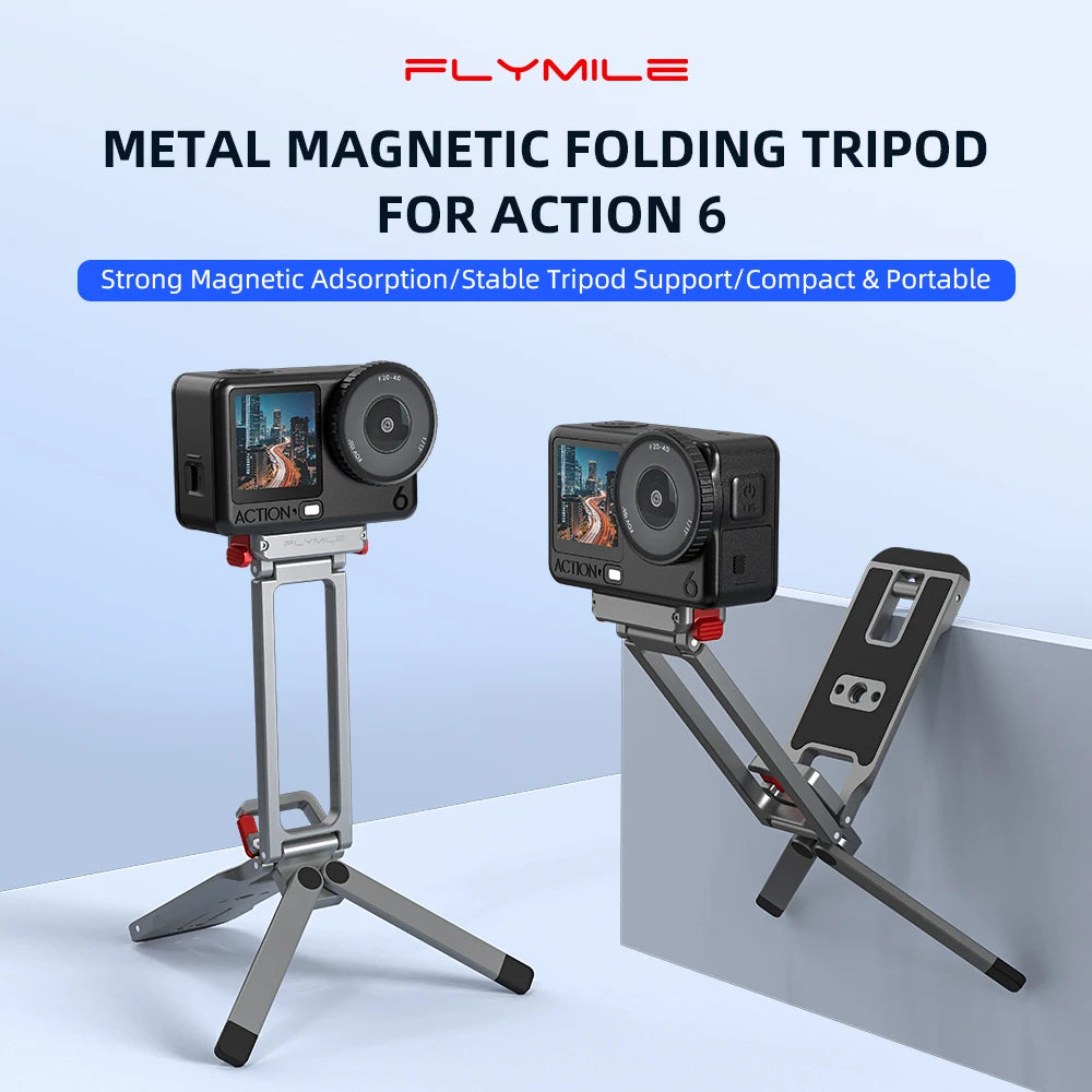 Gunmetal Gray For DJI OSMO ACTION 6 Quick-Release Tripod Nano Sports Camera Magnetic Mount Carabiner Clip Mounting Accessory Peaceful Pleasures Health and Wellness