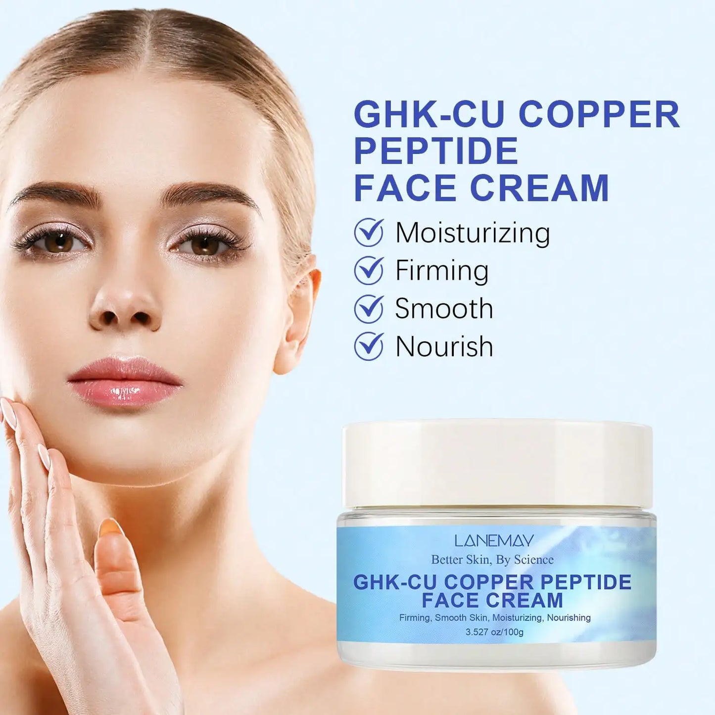 GHK-Cu Copper Peptide Cream | 72H Hydration & Firming