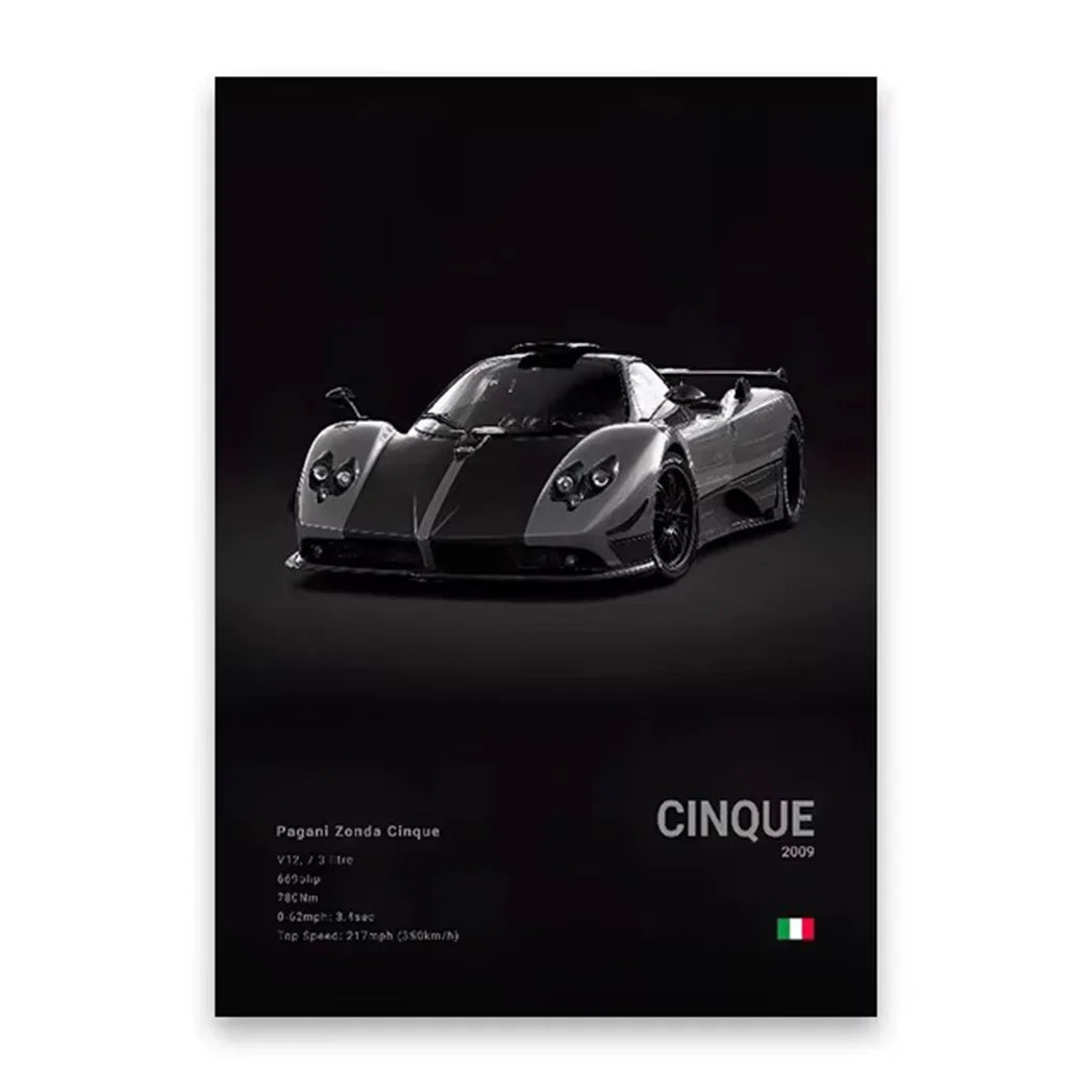Famous Cars 918 GT3 G63 STO SLS Canvas Wall Art Print Poster Modern Home Decor Unframed Birthday Gift for Car Enthusiasts Peaceful Pleasures Health and Wellness Style 6 55x75cm