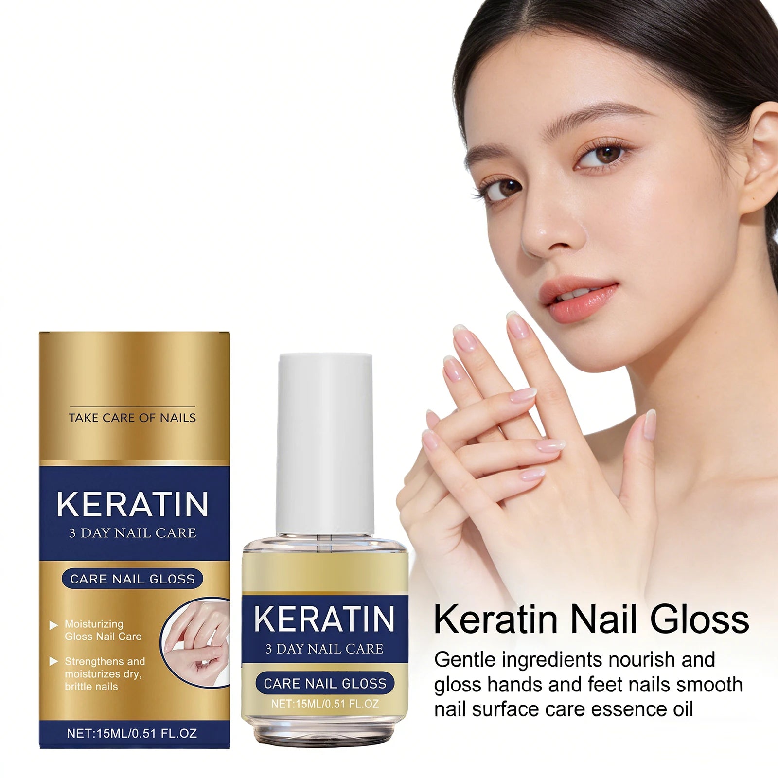 Keratin Nail Gloss 3 Day Nail Care Nail Repair Strengthen Improve Yellowing and Thickening Long Lasting Repair Brittle Thin Nail Peaceful Pleasures Health and Wellness