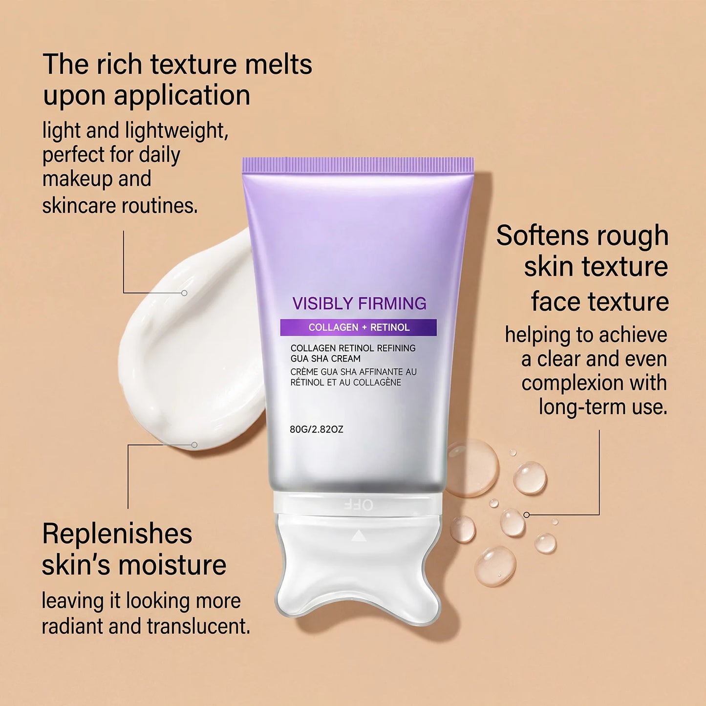 Instant Lifting Face Cream Sculpting Contour Gua Sha Cream Retinol Collagen Lift Sagging Skin Face Cheek Neck Scraping Therapy Peaceful Pleasures Health and Wellness