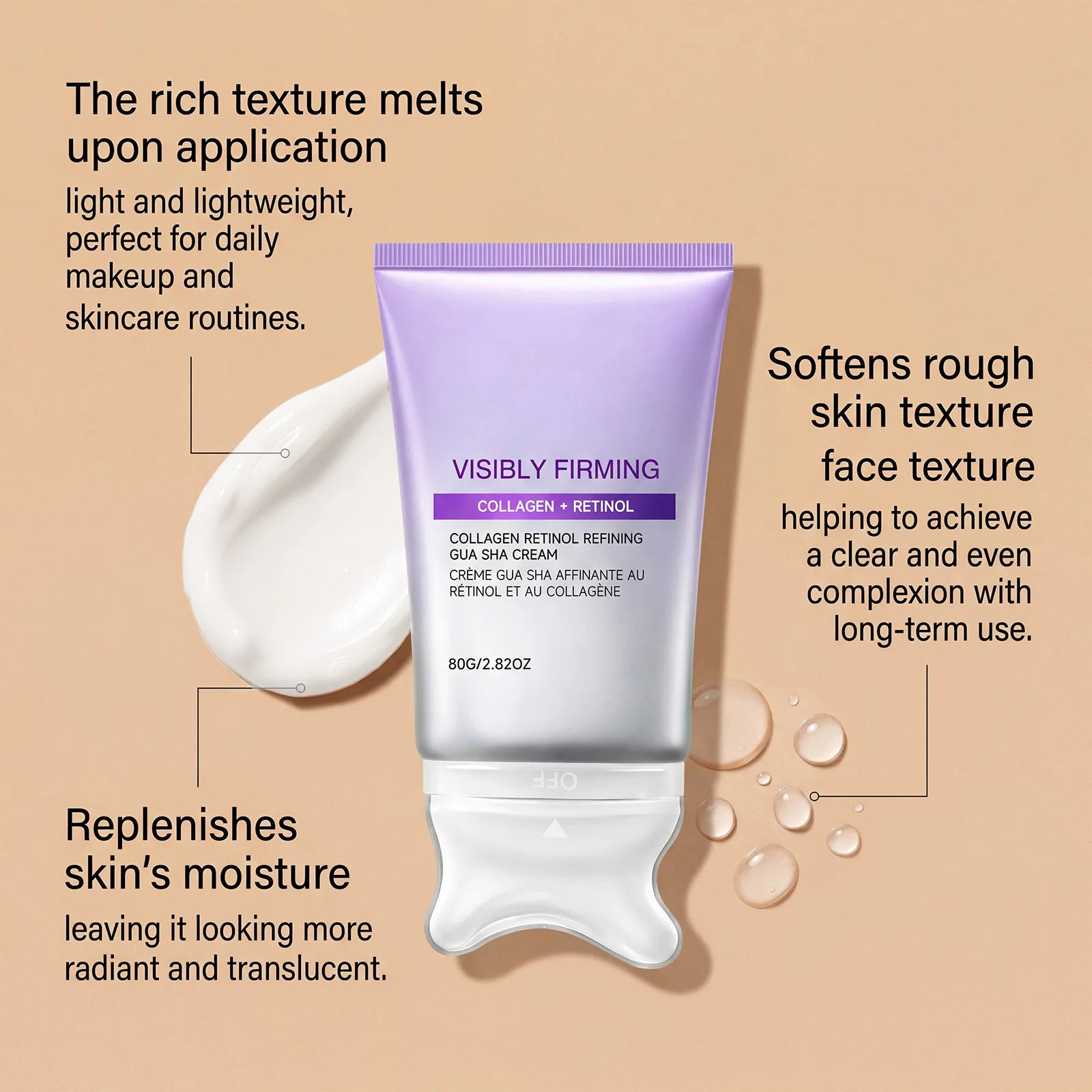 Instant Lifting Face Cream Sculpting Contour Gua Sha Cream Retinol Collagen Lift Sagging Skin Face Cheek Neck Scraping Therapy Peaceful Pleasures Health and Wellness