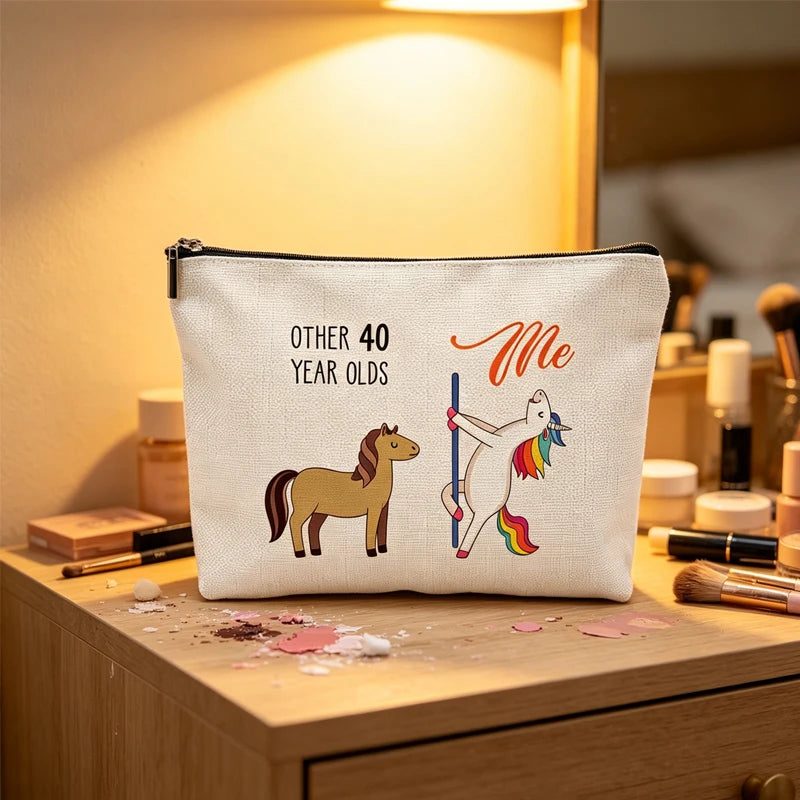 Funny 40th Birthday Gifts for Women 1986 Makeup Bag Cosmetic Travel 40 Year Old for Mom Friends Wife Birthday Party Decoration Peaceful Pleasures Health and Wellness
