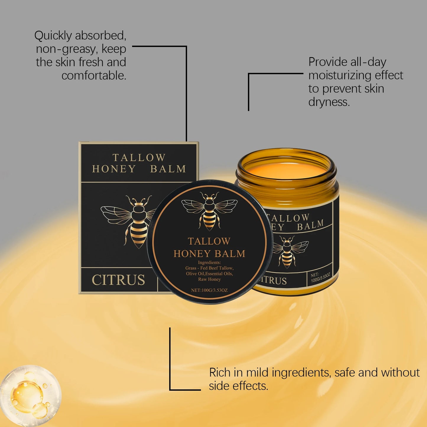 Honey Tallow Face & Body Cream – Deep Hydration Moisturizer