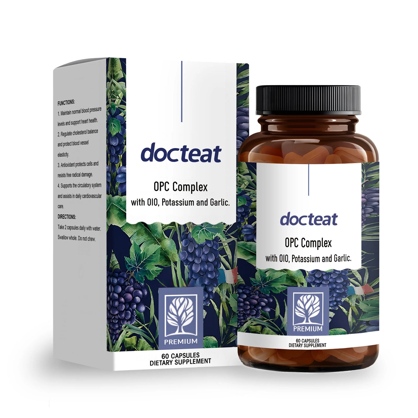 Docteat OPC Complex – Grape Seed Extract, Garlic & Potassium 60ct