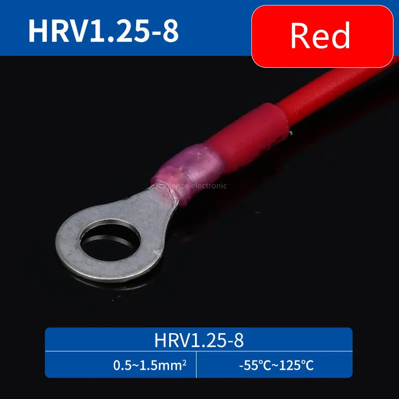 20PCS RV Circular Heat Shrink Waterproof End Male Female Plug Spring Quick Wiring Annular Pre Insulated Cold Pressed Terminal Peaceful Pleasures Health and Wellness RV1.25-M8 Red