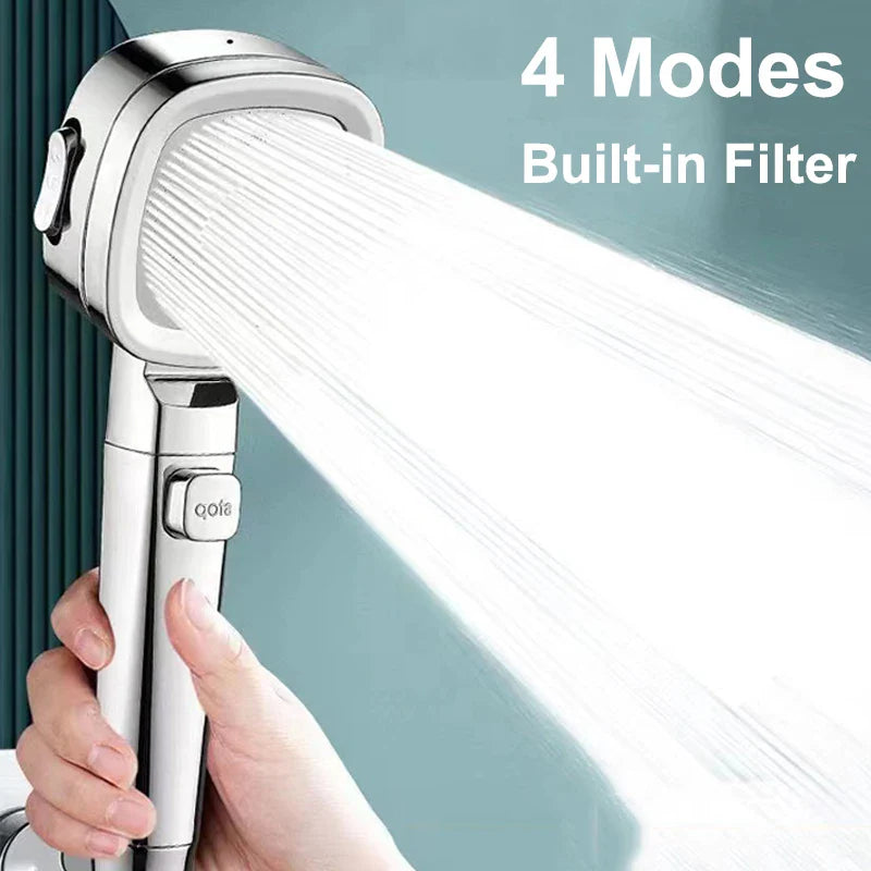 Square High Pressure Shower Head – 3 Modes, Filter & Water Saving