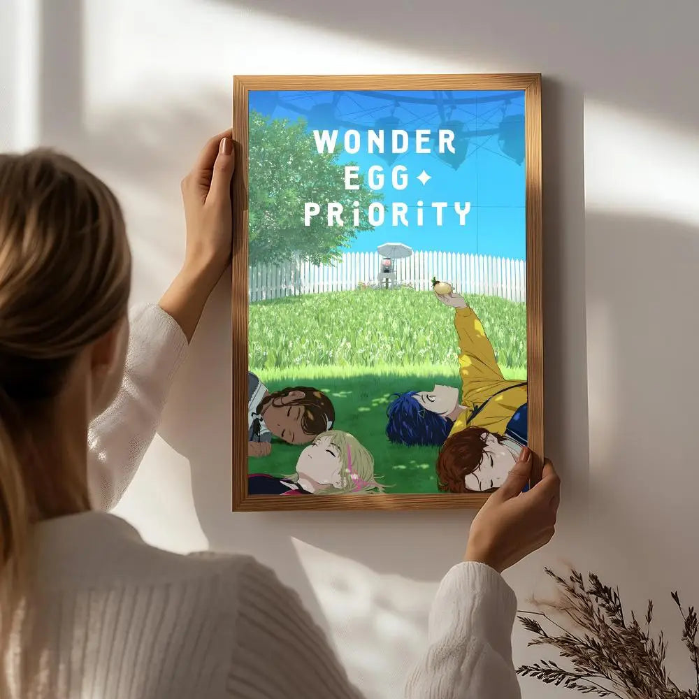 Anime W-Wonder Egg Priority Poster HD Self Adhesive Waterproof Wall Art Ideal for Home Office Dorm Bedroom Great Gift Peaceful Pleasures Health and Wellness White5 40X50cmNoframe