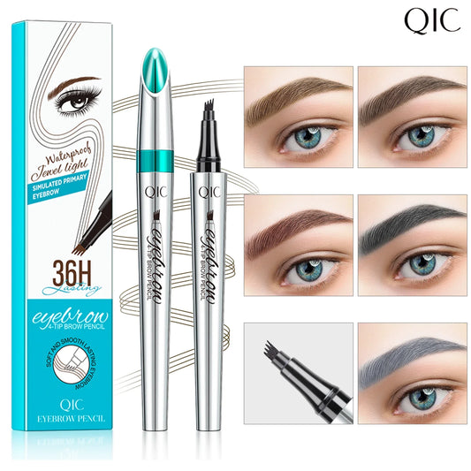QIC 4-Tip Waterproof Eyebrow Pencil – Long-Lasting Brow Definer Eyebrow Pencil Oasis Select