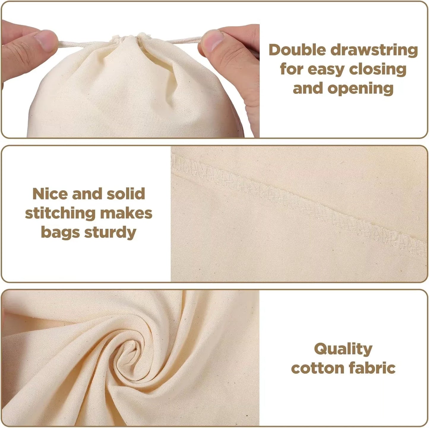 Custom Cotton Drawstring Gift Pouches 10/20 Pack | Wedding & Jewelry