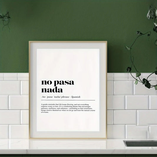 No Pasa Nada Typography Canvas Wall Art Print | Home Decor Typography Canvas Print Peaceful Pleasures Health and Wellness G3903 21x30cm Unframed