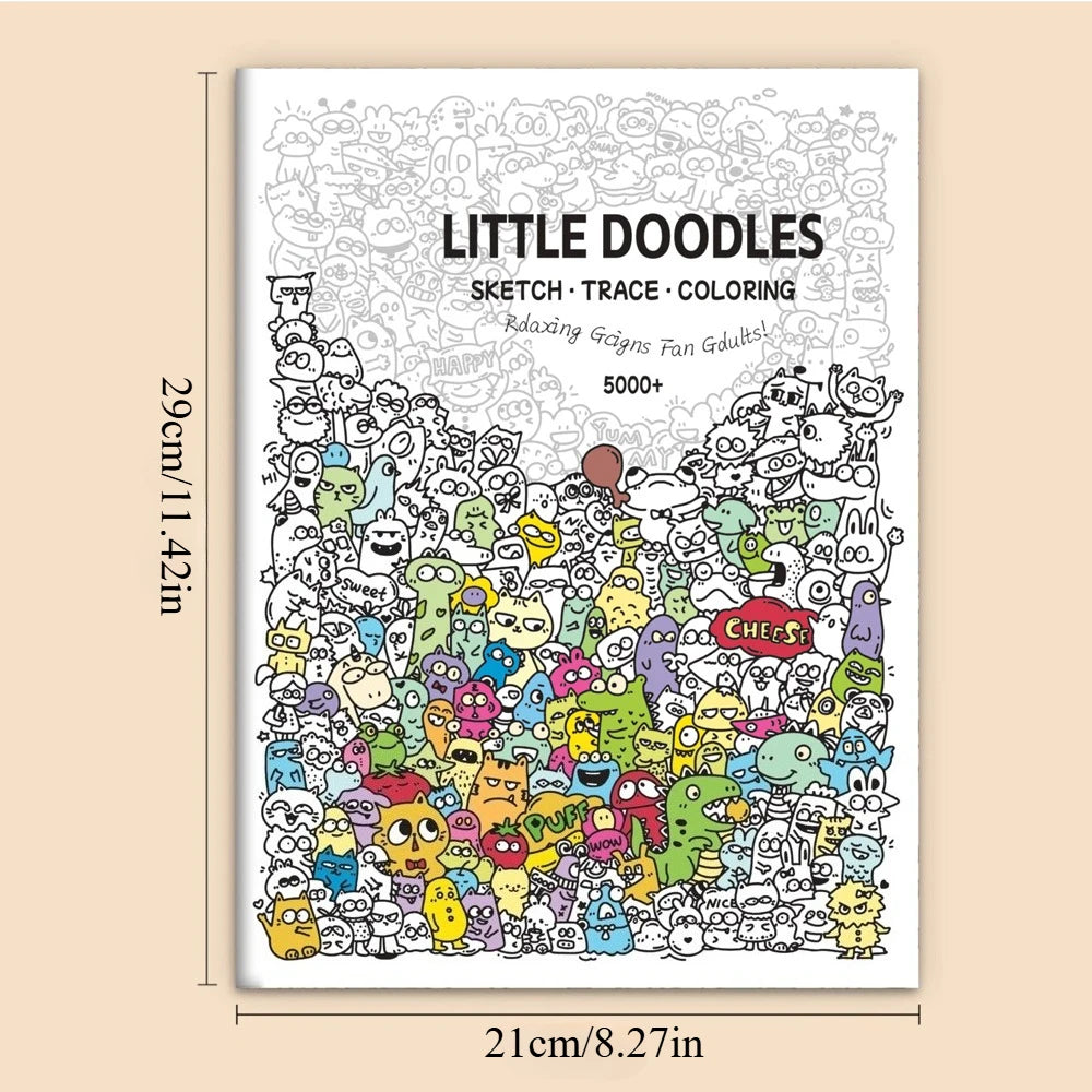 Little Doodles Adult Coloring Tracing Book 32 Pages Relaxing Sketch