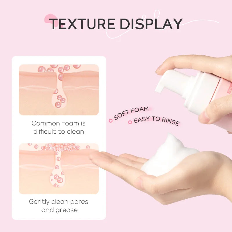 LAIKOU Sakura Cleansing Mousse – Pore Minimizing Facial Cleanser
