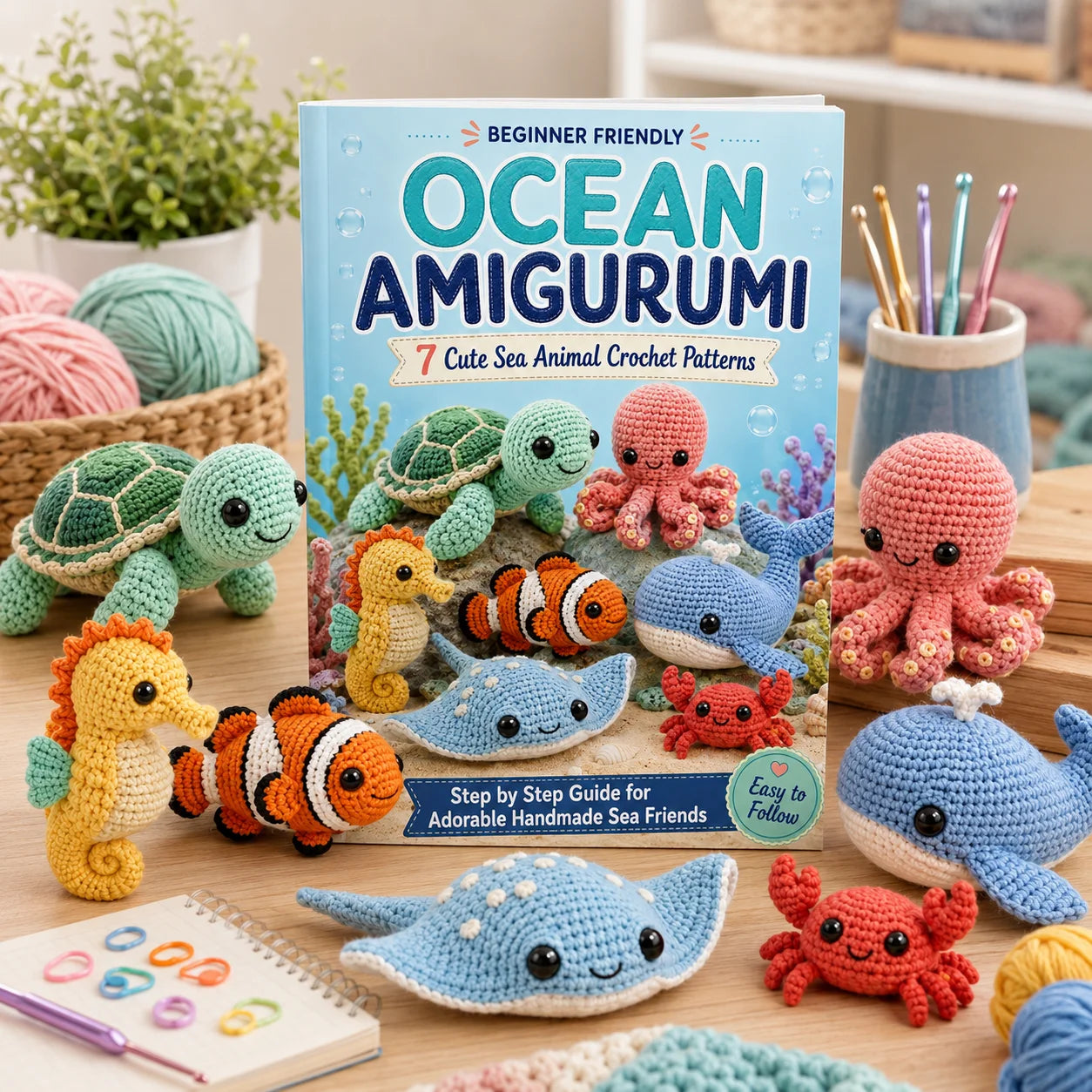 Beginner Crochet Book 7 Easy Step Cute Ocean Amigurumi Patterns