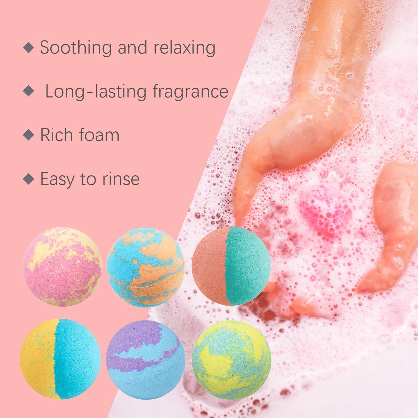 Christmas Bath Bombs Gift Set 6PCS – Fizzy, Colorful & Moisturizing