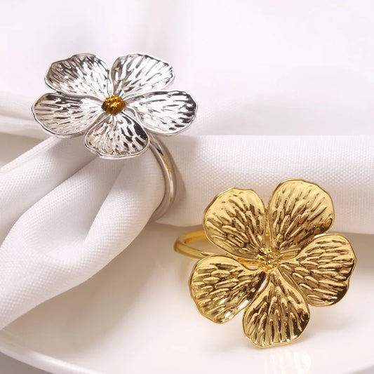 White Plumeria Floral Napkin Rings | Elegant Table Decor