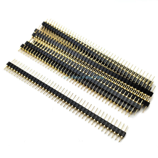 10pcs 2.54mm Pitch Gold Plated Male 40P 1*40 Round Pin Header Strip Hole Single Row Straight Socket Connector Peaceful Pleasures Health and Wellness Default Title