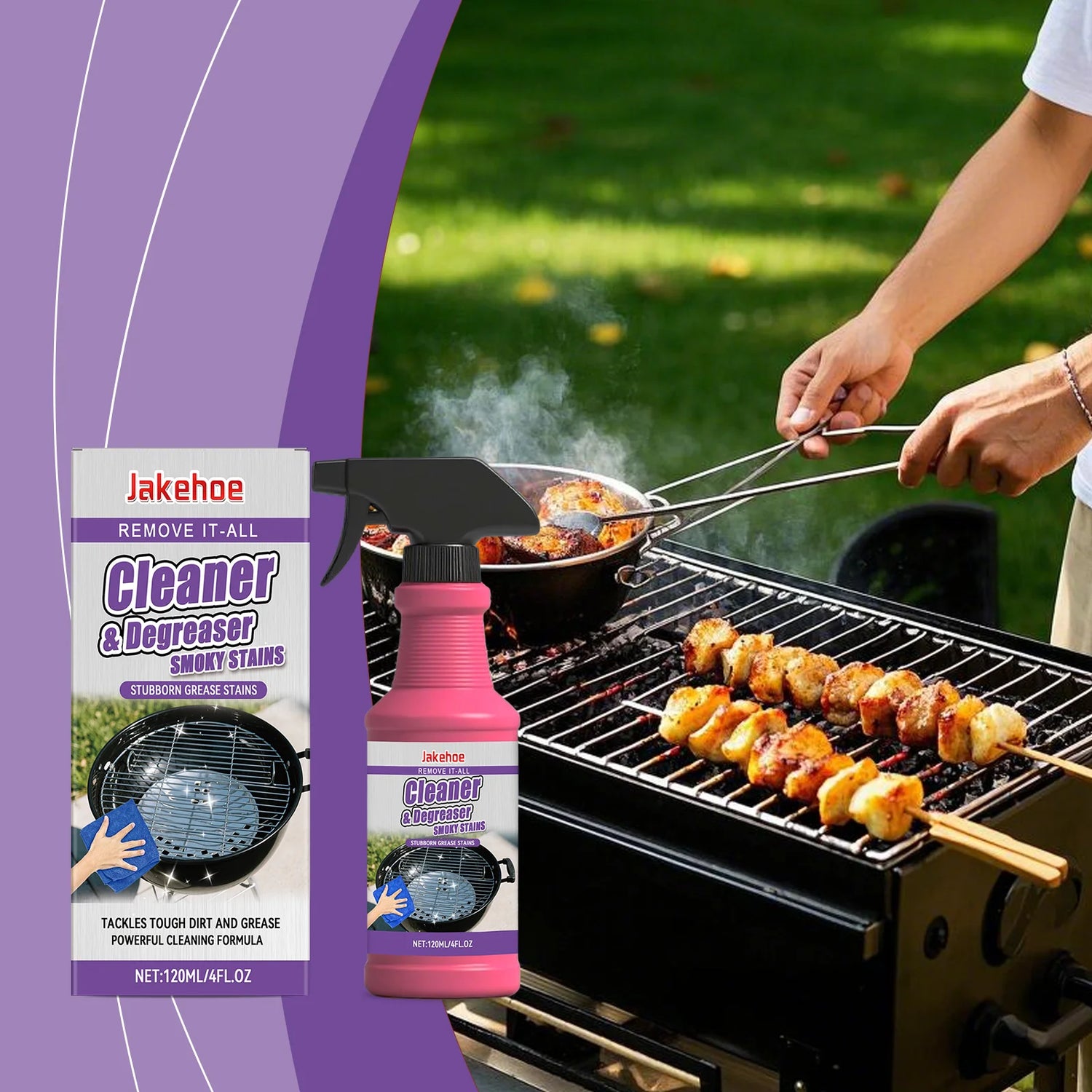 JAKEHOE BBQ Grill Degreaser Spray – Remove Burnt Grease Fast Grill Degreaser Spray Peaceful Pleasures Health and Wellness