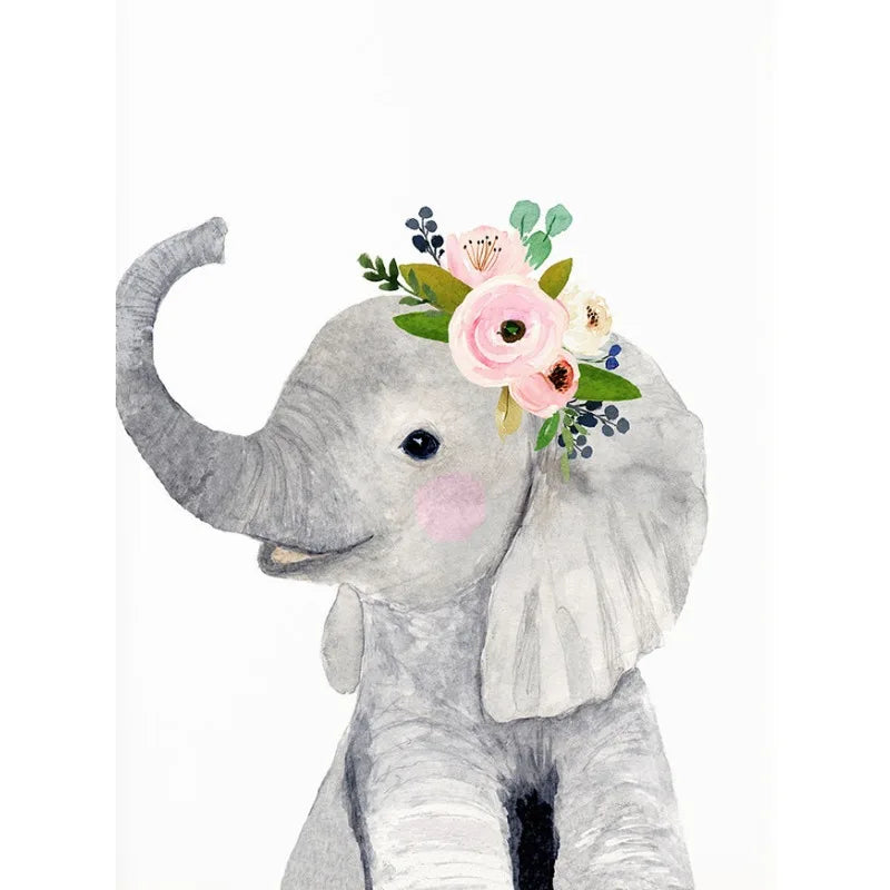 Watercolor Safari Animals Canvas Wall Art | Nursery Decor