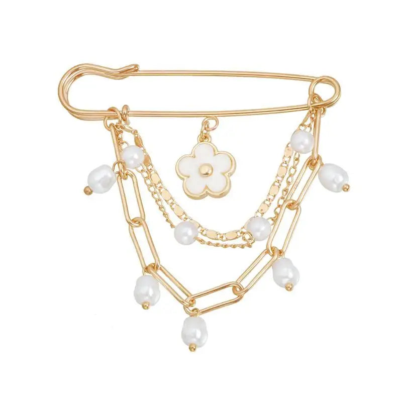 Retro Star Pearl Tassel Brooch Pin | Elegant Women's Accessory