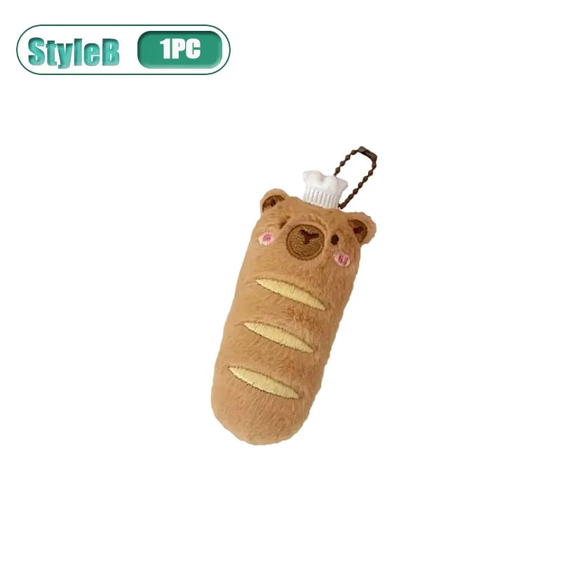 Capybara Plushie Keyring – Cute Anime Bread Topper Fluffy Toy