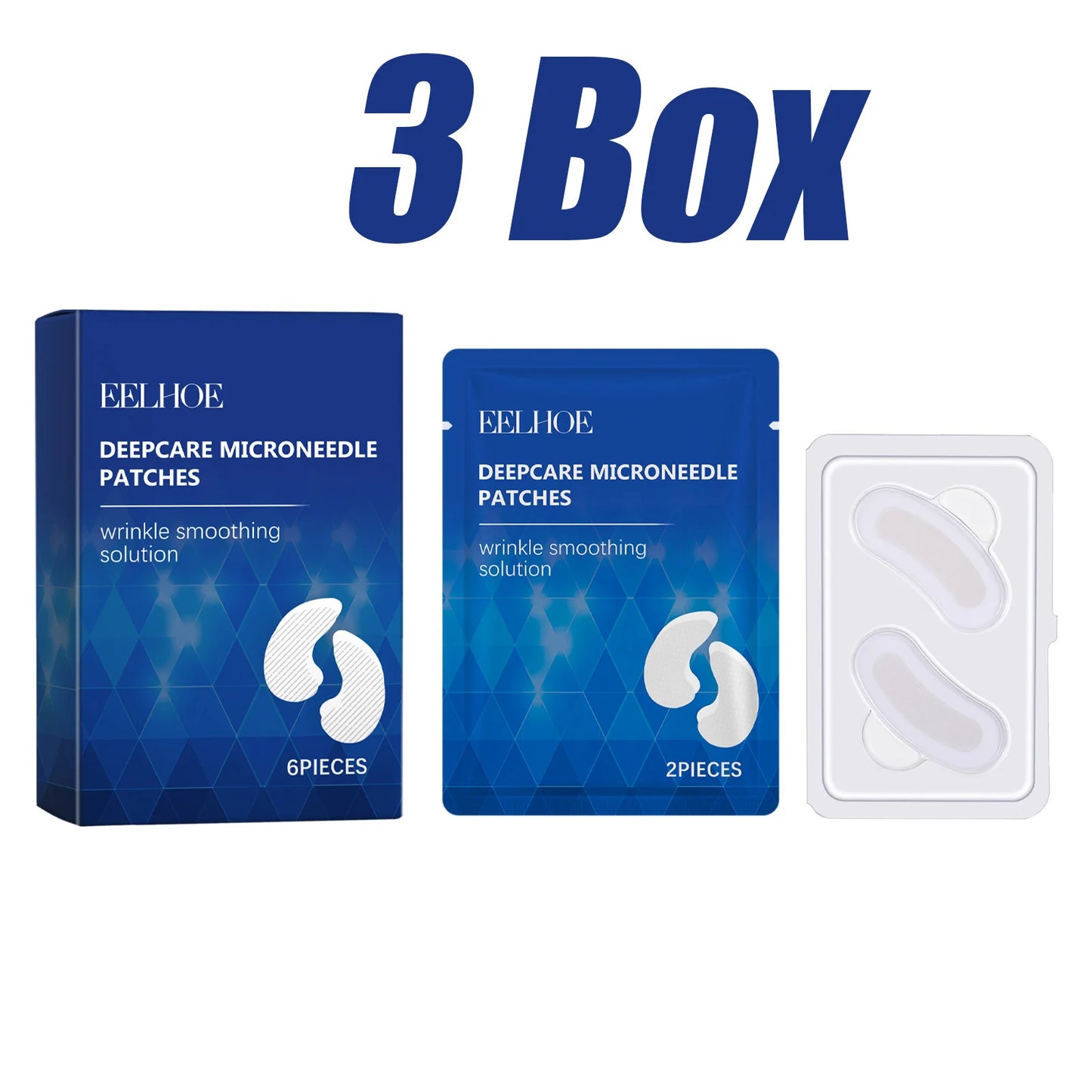 0.25mm Hyaluronic Acid Microneedle Patches Reduce Dark Circles Improve Eye Bags Puffiness Hydrating Anti-Aging Eye Care Peaceful Pleasures Health and Wellness 3 Boxed