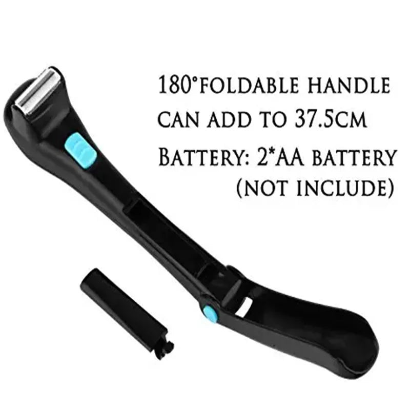 Double-bladed blade body hair trimmer with long handle and depilatory razor - a household back and body shaving tool Peaceful Pleasures Health and Wellness