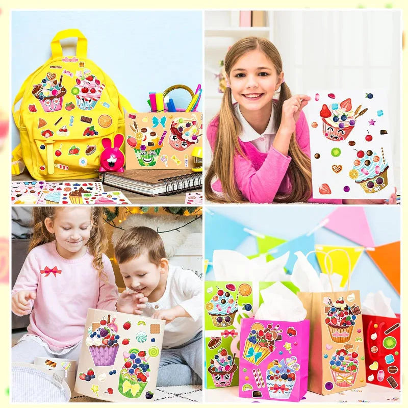 Creative Cupcake Make Face Stickers Sheets Kids Children Toddlers