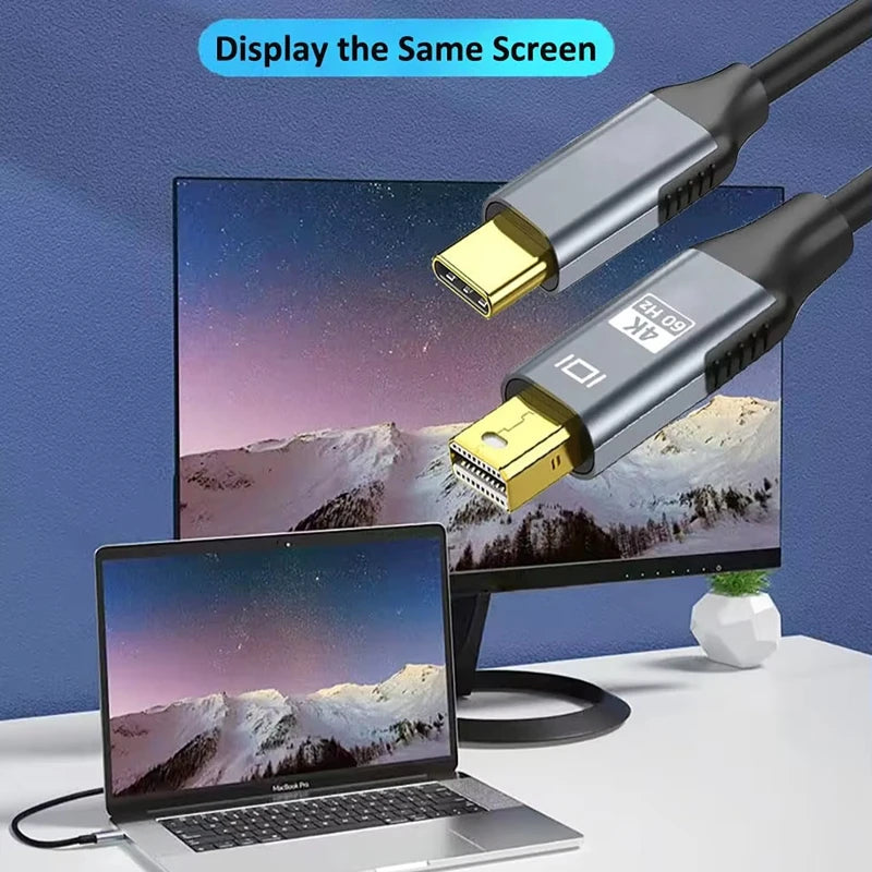 4K 60HZ TYPE C 3.1 TO MINI DisplayPort Dongle HDR Adapter USB Type-c Male to Mini DP Male 4K Monitor Cable for MacBook & Laptop Peaceful Pleasures Health and Wellness