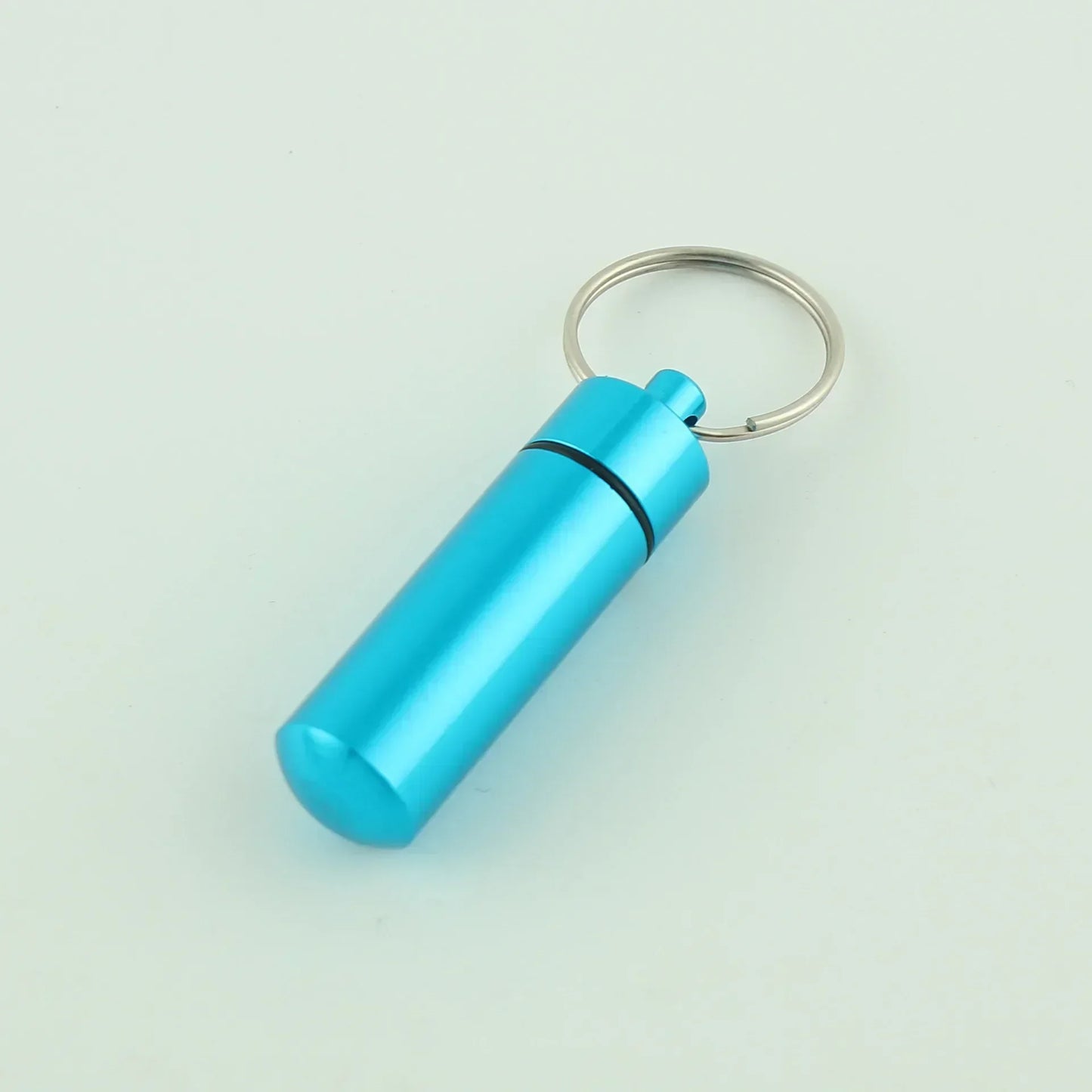 6pcs New High Quality Portable Mini Waterproof Aluminum Bottle Case Holder Keychain Tablet Storage Box Blue Peaceful Pleasures Health and Wellness light blue